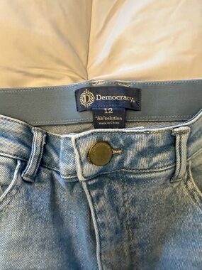 Democracy “Ab”solution Jeans Size 12 Colorblock Raw Hem Slim Straight